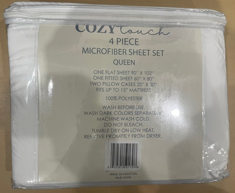 Cozy Touch 4 Pc. Microfiber Sheet Set Antimicrobial Queen Color: White NWT gallery
