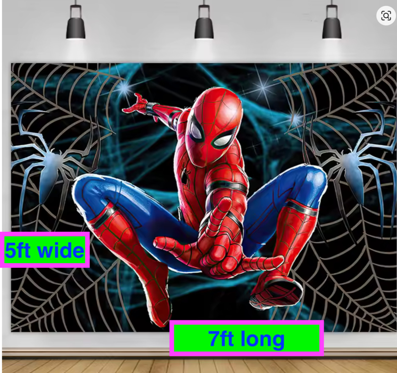 NEW Spiderman 5Ft X 7Ft Web Banner Logo birthday party backdrop decoration prop gallery