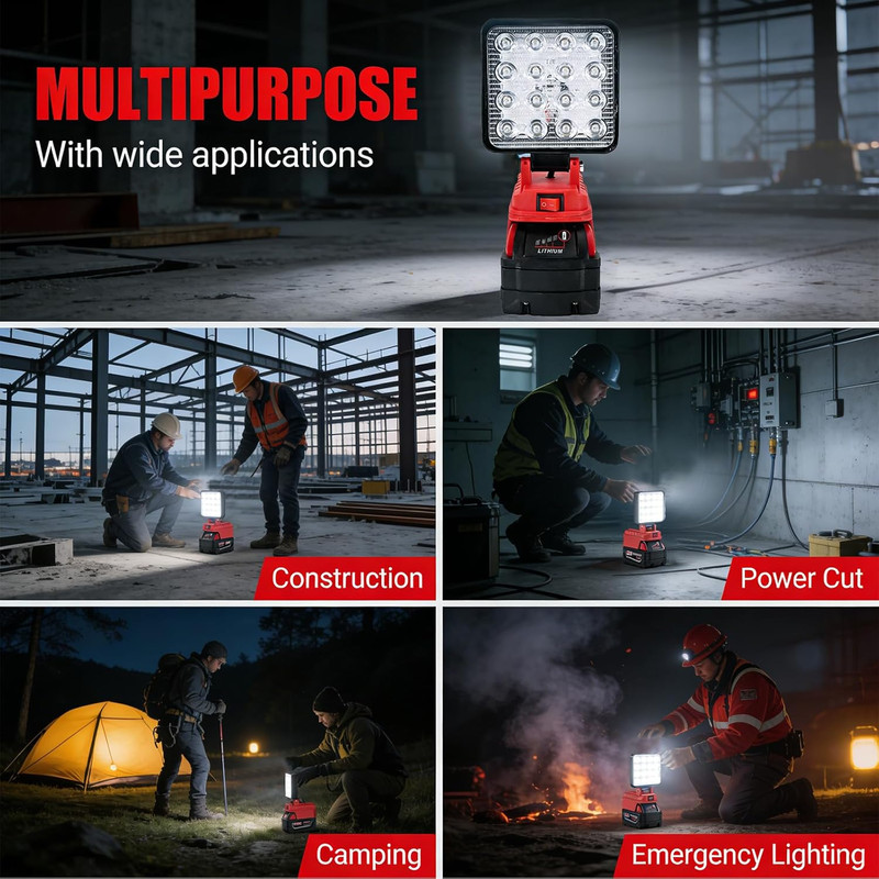 Cordless LED Work Light Compatible with Milwaukee M18 Battery, 5400 Lumens LED F gallery