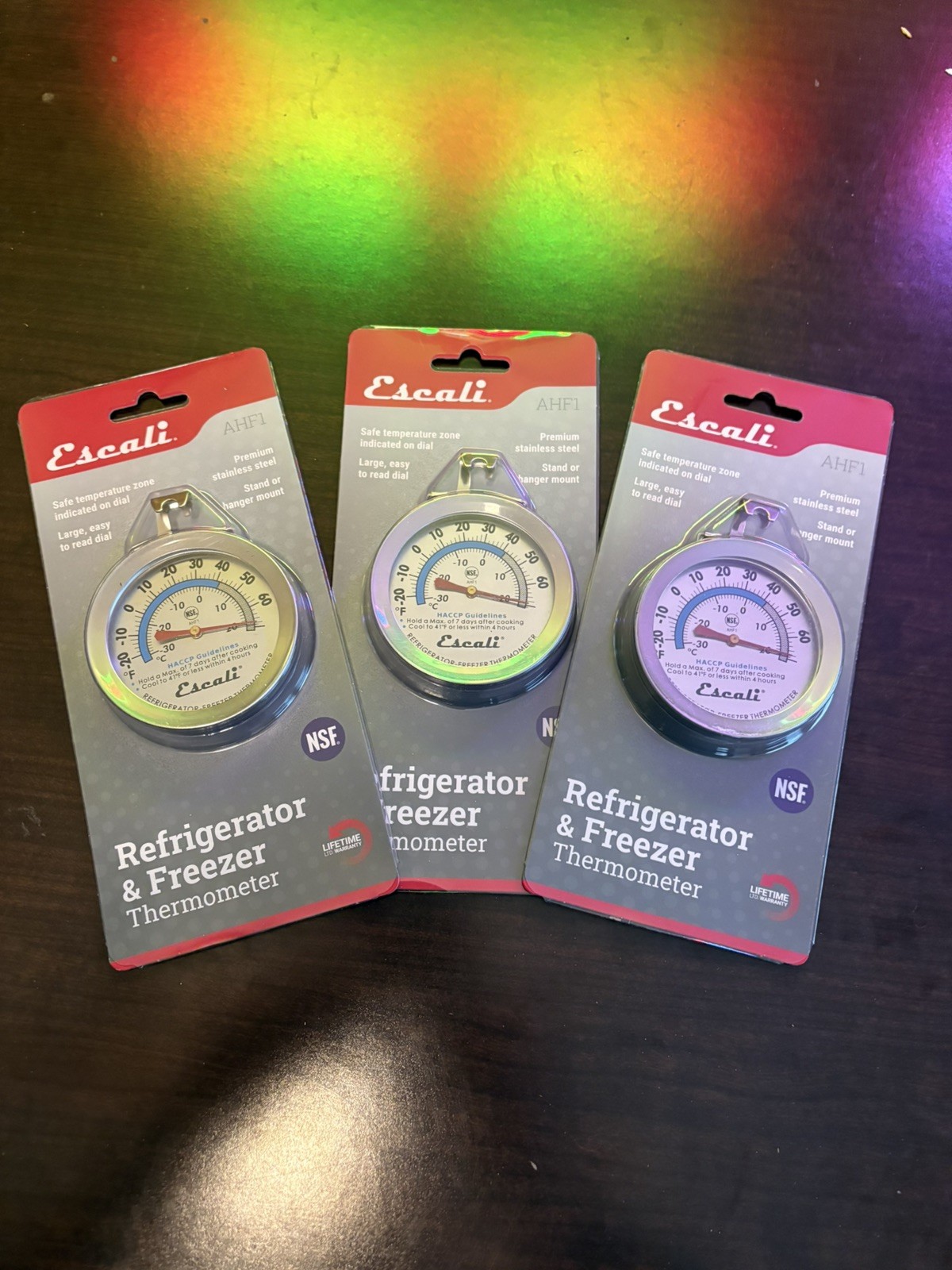 Escali AHF1 Stainless Large Dial Refrigerator Freezer Thermometer (3) LOT OF 3 gallery