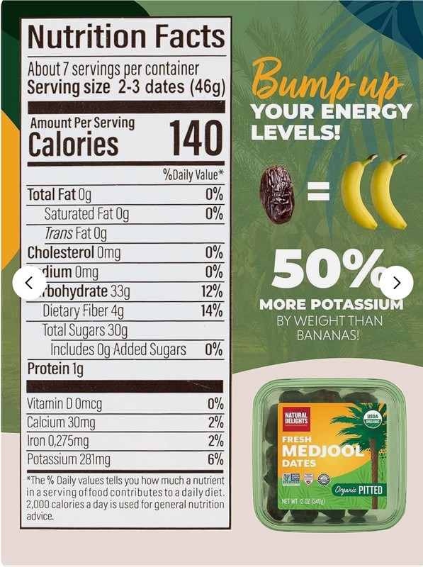 Natural Delights Medjool Dates-Jumbo USDA Certified Organic Pitted Dates 24oz gallery