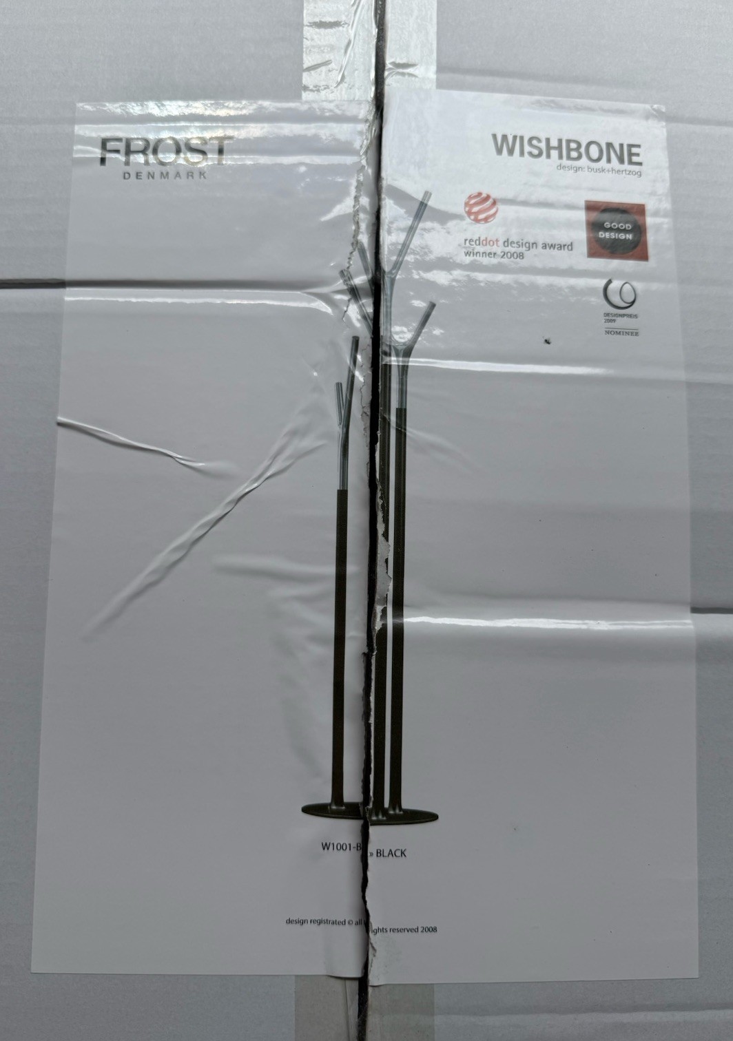 Frost Denmark Wishbone Coat Rack Hall Stand - Matte Black / Polished Chrome NIB gallery