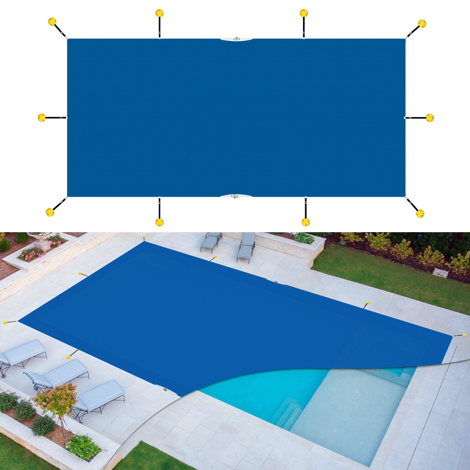 Winter Pool Cover Rectangle Heavy Duty Safety Inground Swimming Pool Cover Blue gallery