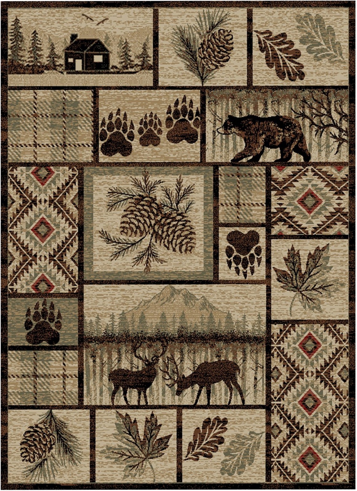 Keystone Area Rug Lodge Cabin Bear Deer Pine Cone *FREE SHIPPING* gallery