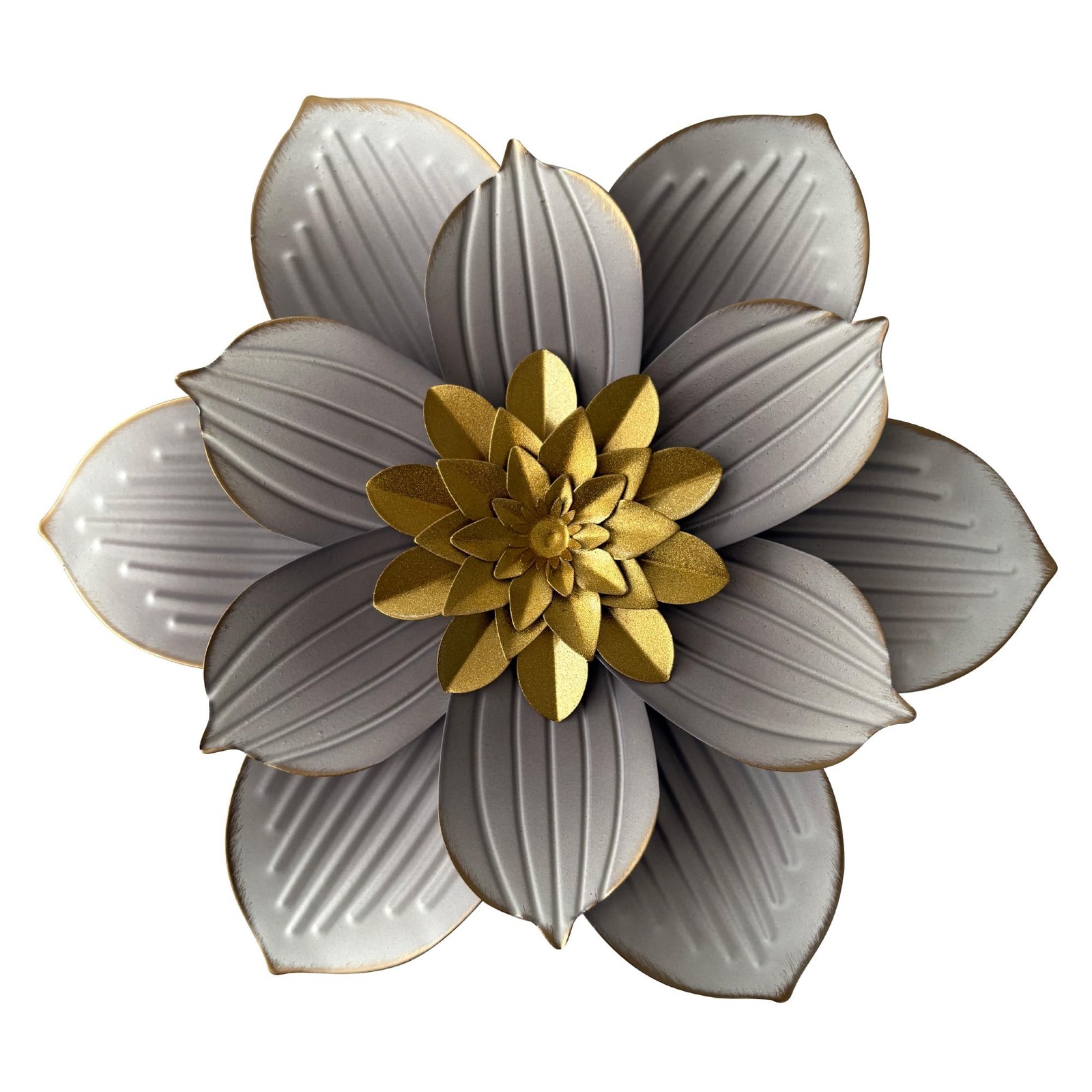 12" Metal Flower Wall Decor Rustic Floral Sculpture 3D Flower Art Decoration ... gallery