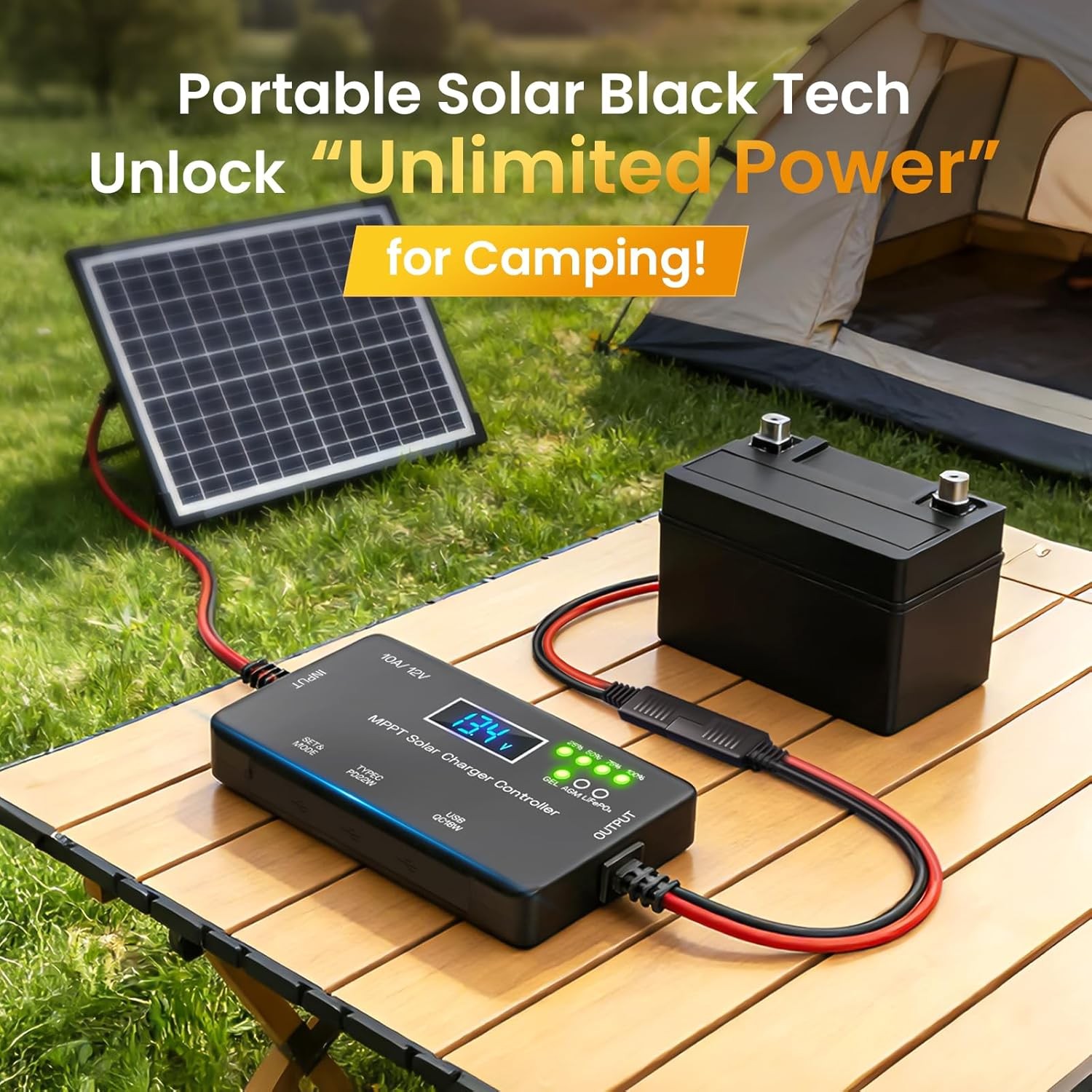 Solar Charge Controller 12V 20A Type-C USB for Solar Panel Gel, AGM LiFePO4 New gallery