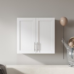 Stackable Wall Cabinet Wall Mounted Storage Cabinets W/ Adjustable Shelf 2 Doors