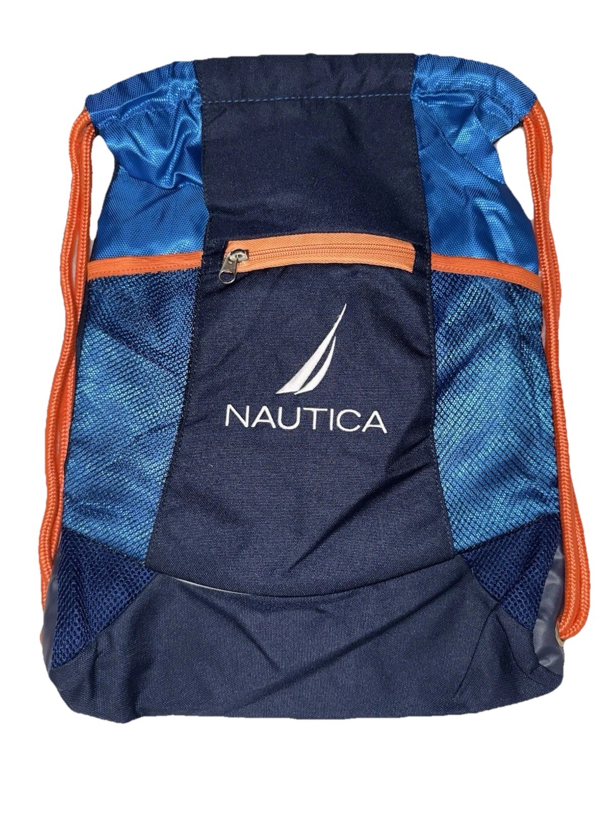 Nautica Cinch Drawstring Backpack  Bag Navy Orange NWOT 