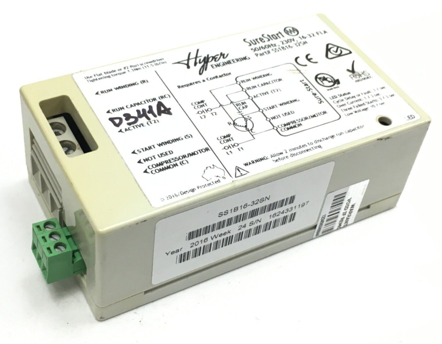 Hyper Sure Start SS1B16-32SN Single Phase Soft Starter 230V 16-32 FLA used D341A gallery