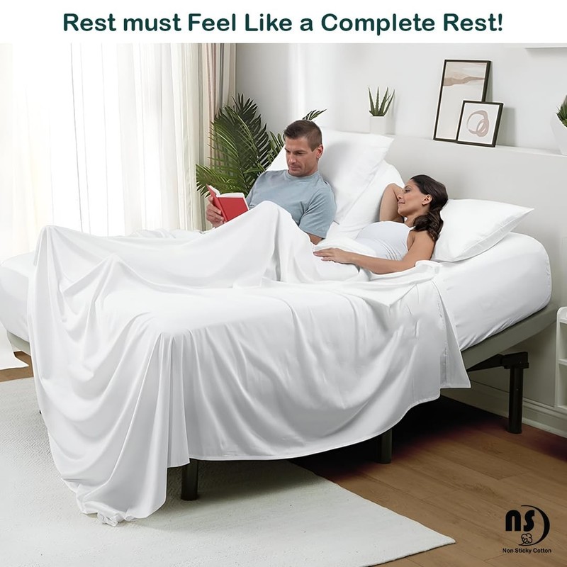 Adjustable Split King Sheet Set for Sleep Number Beds, Premium 100% Long Stap... gallery