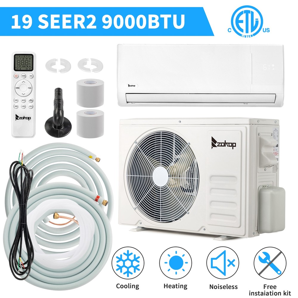 9,000 BTU AC Ductless Mini Split Air Conditioner 19 SEER2 Inverter Heat Pump