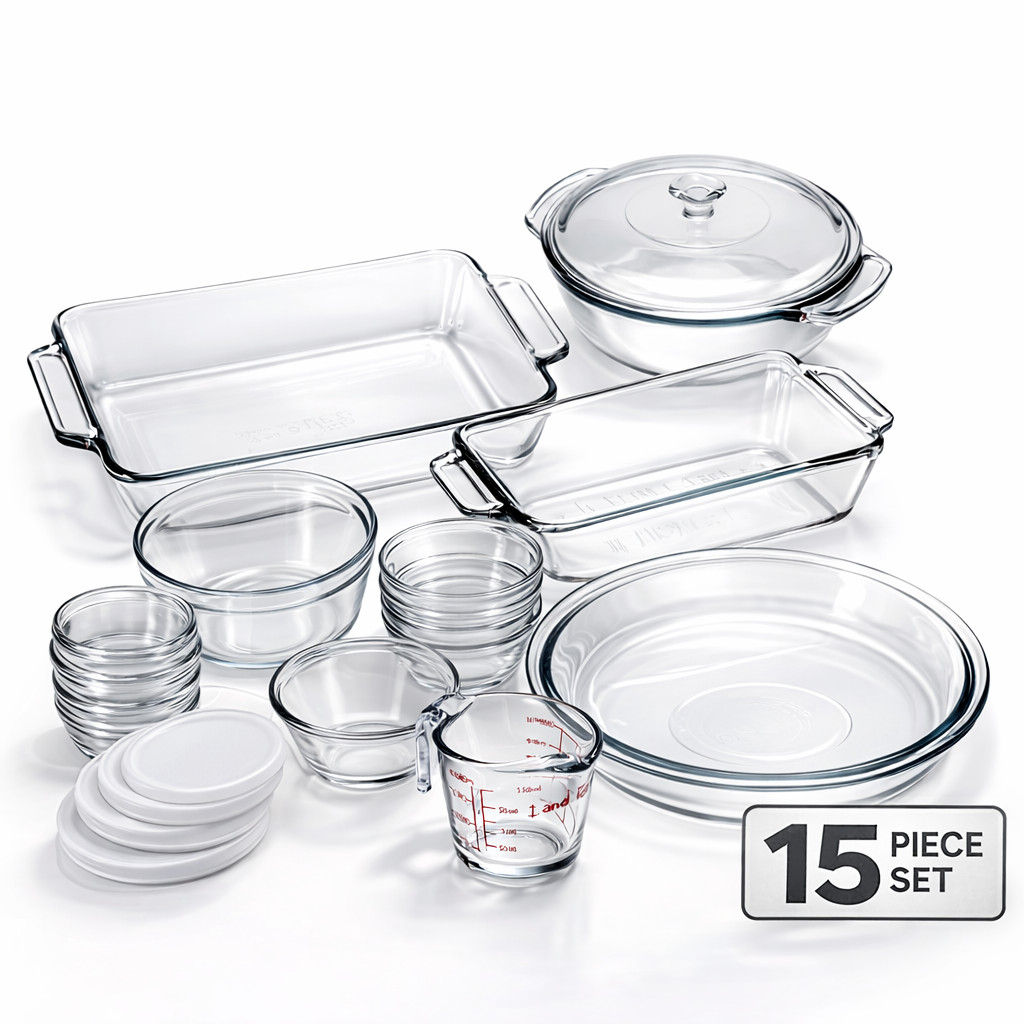 Anchor Hocking Glass Bakeware Set 15 Pc Oven Safe Kitchen Baking Set gallery
