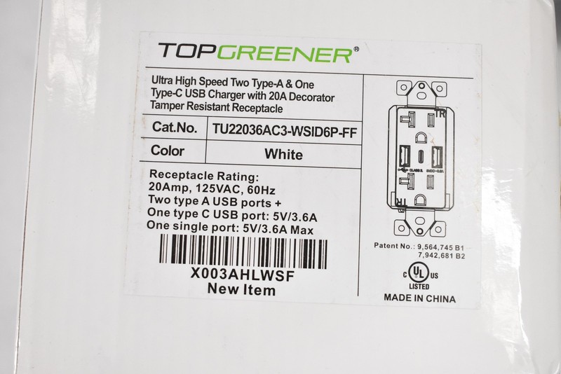 Top Greener USB Receptacles 20A TR TU22036AC3 2 USB-A 1 USB-C White 6 Pack gallery
