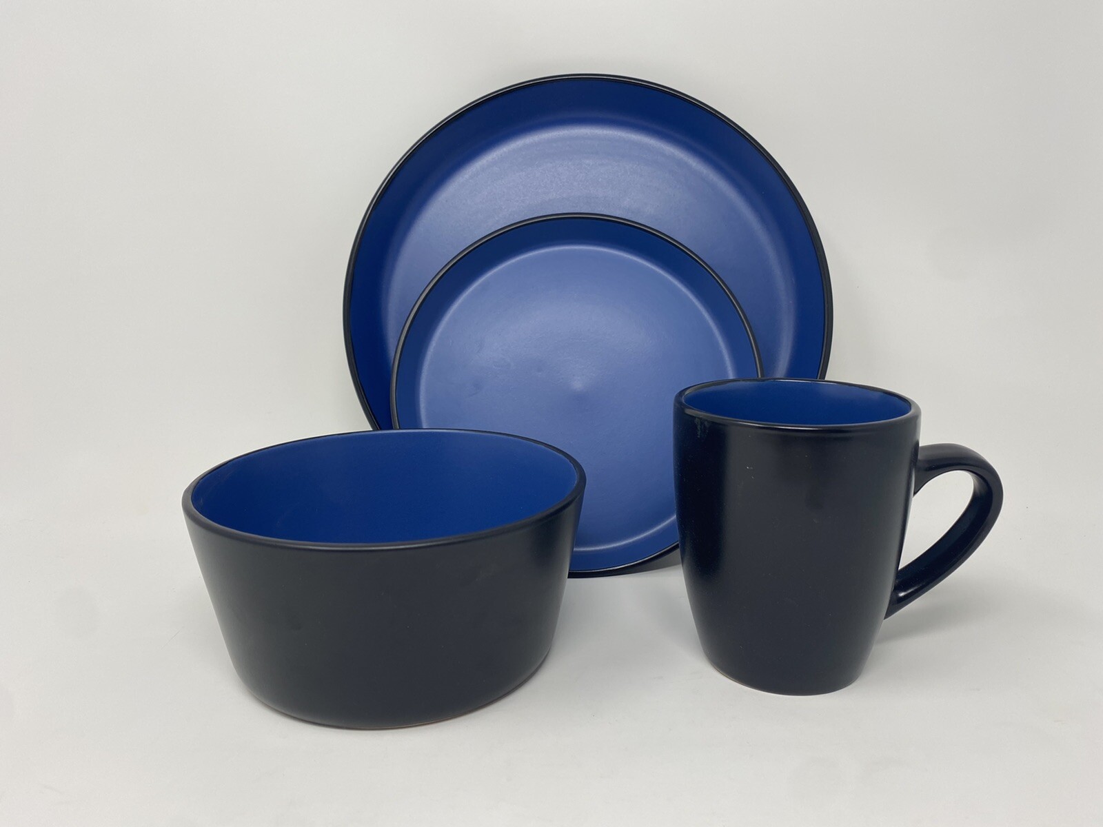 Stone Lain Stoneware Dinnerware Set, Service For 4, Blue and Black gallery