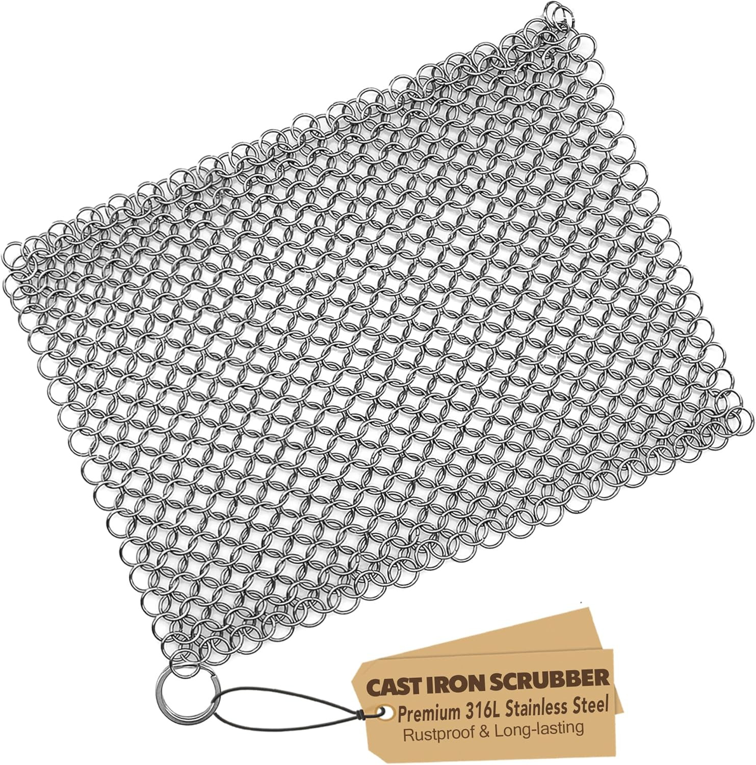 316L Stainless Steel Chainmail Scrubber 8x6 Cast Iron Pan Cleaner Rustproof gallery