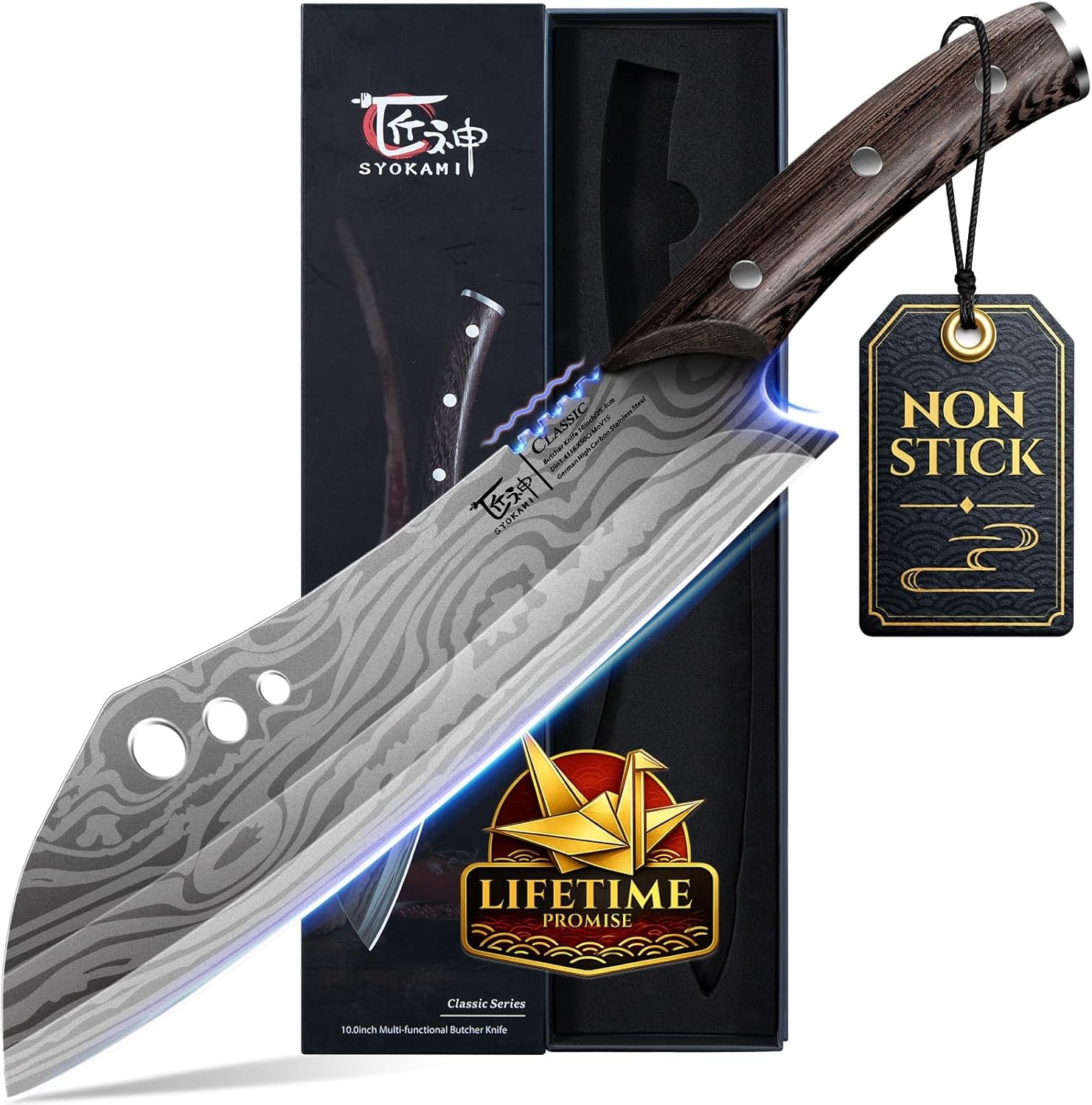 butcher knife for meat cutting, 10 Inch Cleaver with Herb Stripper, Japanese gallery