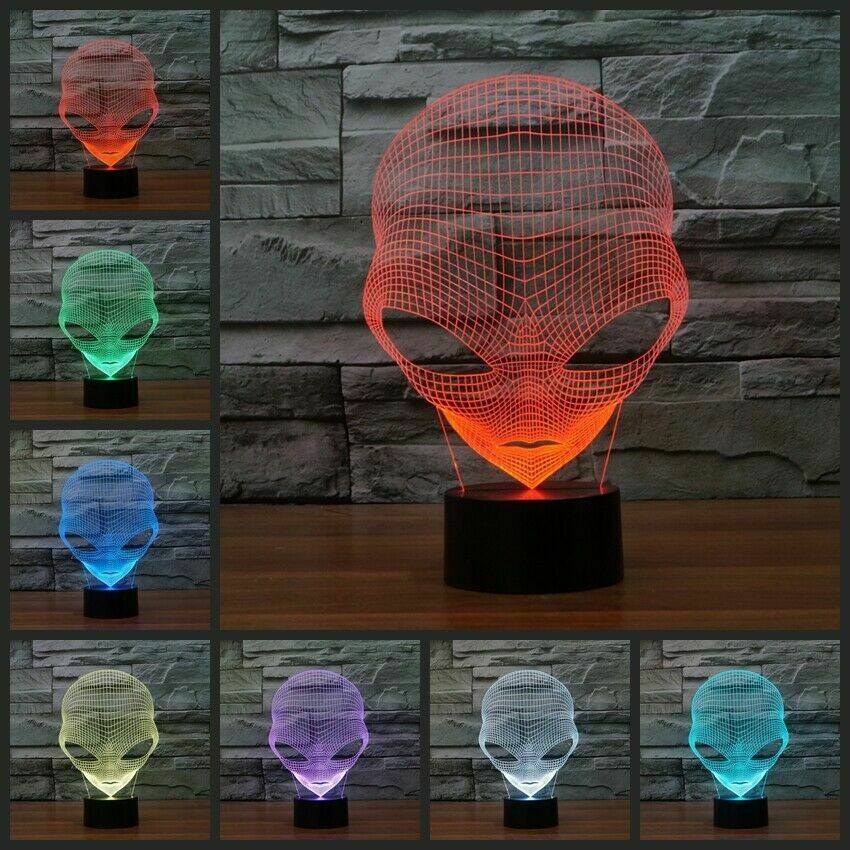 UFO 3D Martian Alien 7 Color Changing LED Lamp Night Light Touch Remote Control gallery