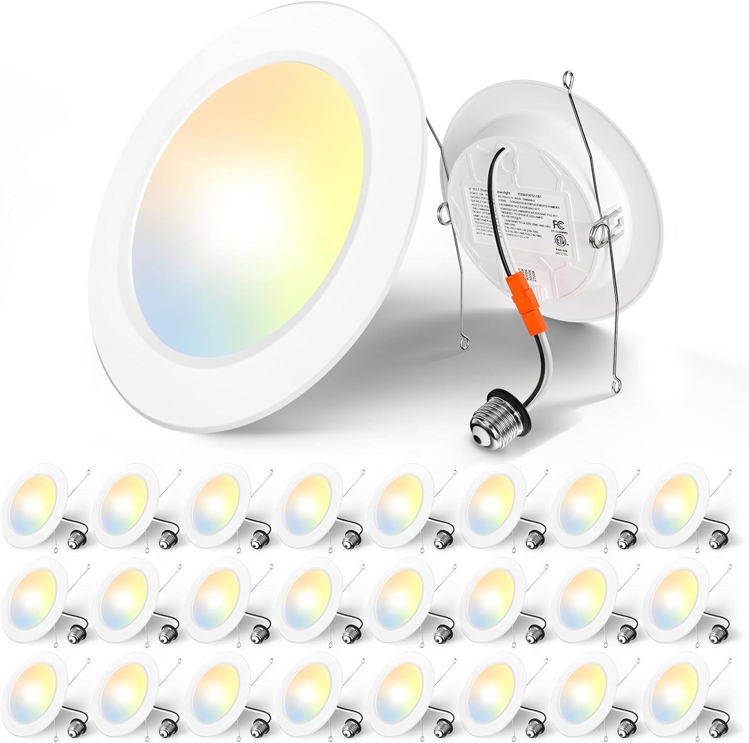 24 Pack 5/6 Inch LED Recessed Lights, 5CCT, 1050LM, Retrofit, ETL/FCC gallery