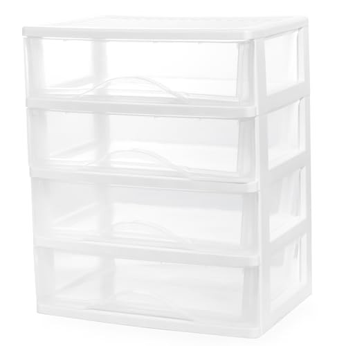 Plastic Stackable Storage 4 Drawers Bathroom Makeup 1Pack 4Drawer -Large White gallery