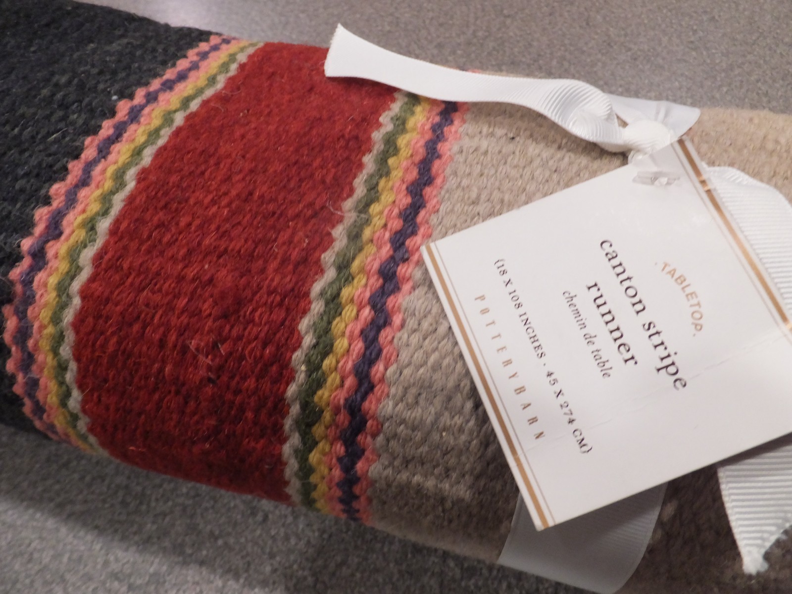 NEW RARE Pottery Barn Canton Stripe Kilim/Flatweave Table Runner gallery