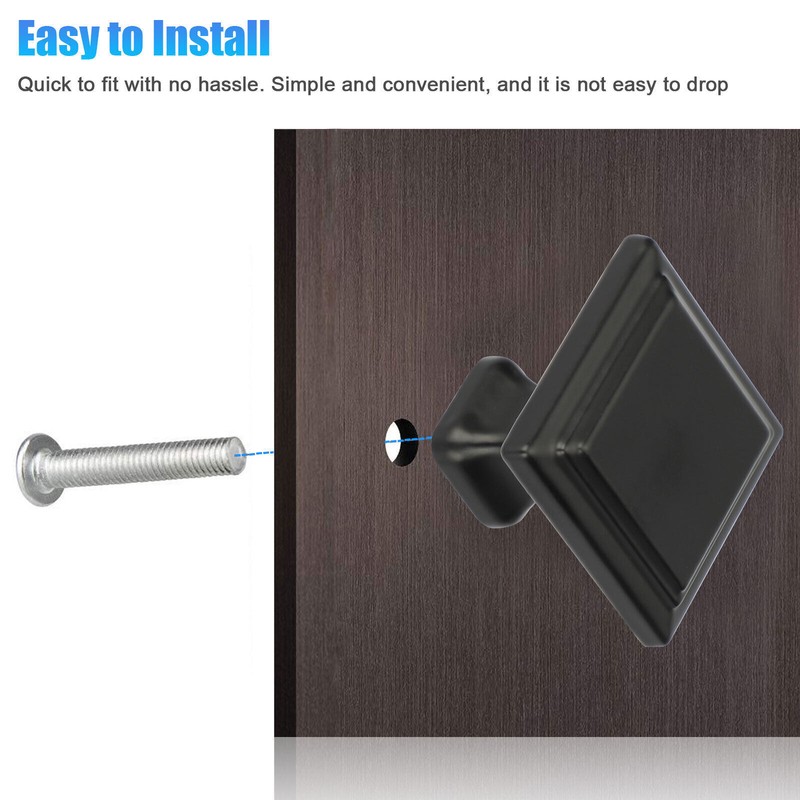 Black Square Cabinet Drawer Pull Knobs Handles for Kitchen Bathroom Hardware Lot gallery