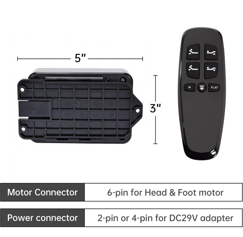 Richmat HJC25 Adjustable Bed Control Box Replacement w Remote Head & Foot Only gallery
