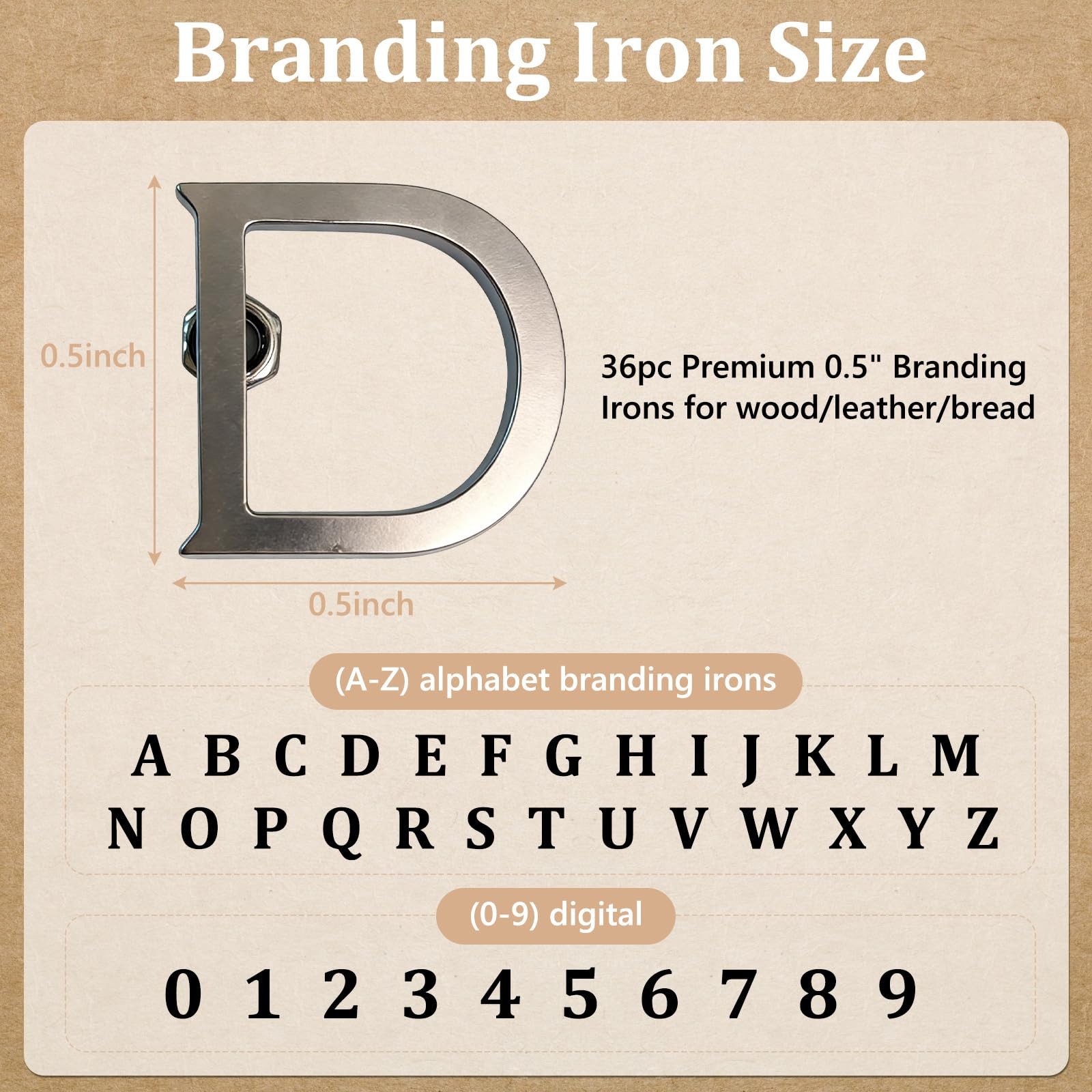 36Pcs Mini 1/2" Branding Irons, Alphabet Alphanumeric Mini Custom Iron Person... gallery