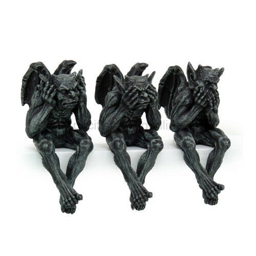 PTC 5 Inch Gargoyle See, Hear, Speak No Evil Shelf Sitters Statue Figurine gallery