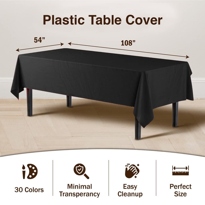 Exquisite 6-Pack Premium Plastic Tablecloth 54in. x 108in. Rectangle Plastic ... gallery