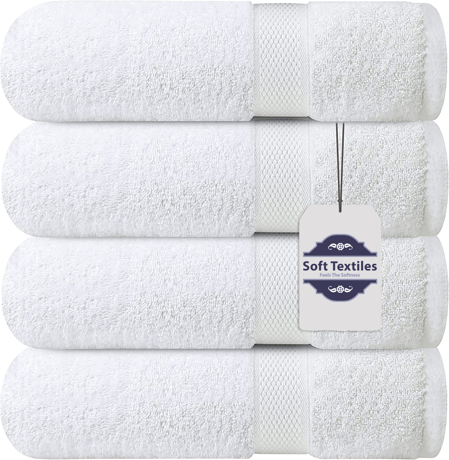 Bath Towel 4 Pack 100% Cotton Ring Spun Bath Towels Set 27x54 Inches gallery