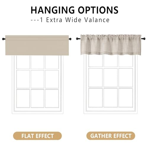 Valance for Windows, Light Filtering Faux 60"W x 14"L (Pack of 1) Linen gallery