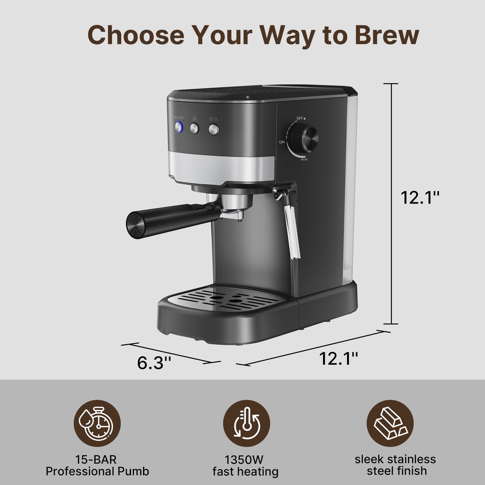 NICWIN Espresso Machine 15 Bar, Professional Espresso Maker with 70C Steam Wand, gallery