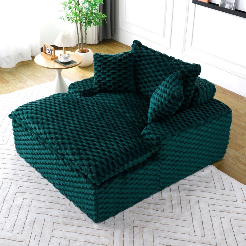 Luxury Single Sofa Couch Polyester Blend Loveseat Bearing Sofa w/Two Pillows gallery
