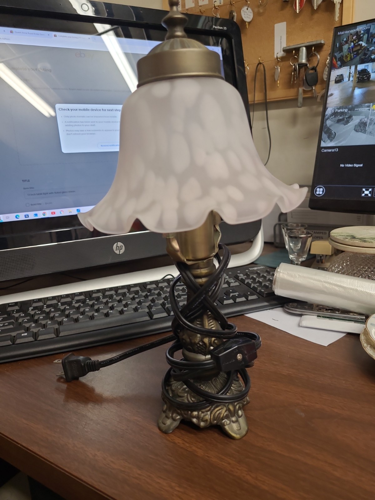 Fame 13 inch table light with fluted glass shade. gallery