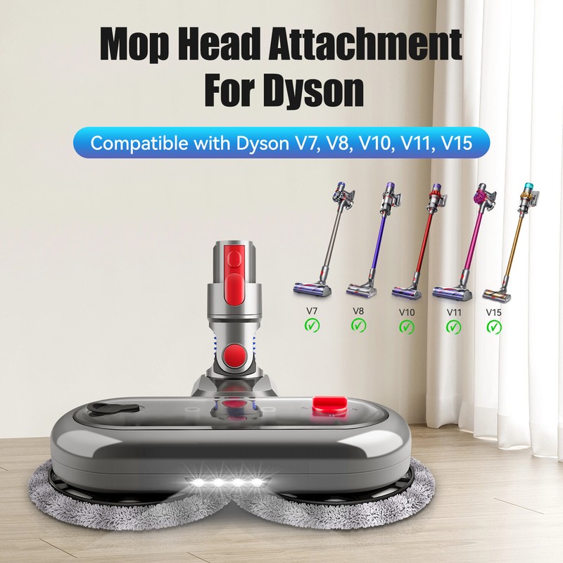 E.LUO Electric Mop Head Attachment for Dyson V7V8V11V10 white light reveals dust gallery