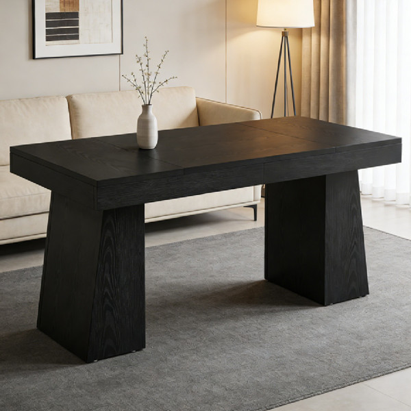 Modern Black Wood Office Desk Computer Table Home Office Study Workstation gallery