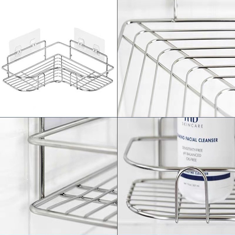 Shower Caddy Shelf Bathroom Corner Bath Storage Holder Organizer Triangular Rack gallery
