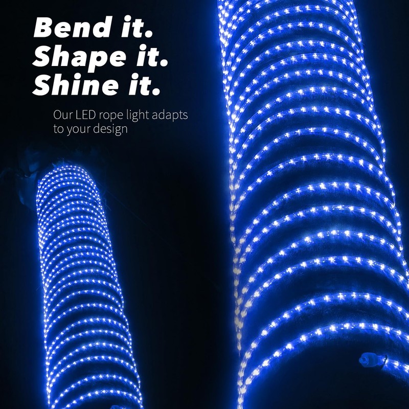 Blue Flexible LED Rope Light Accent Indoor Outdoor Tree- 10/20/25/50/100/150FT gallery