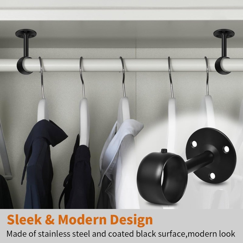 Ceiling Curtain Rod Brackets, Heavy Duty Curtain Rod 1-1/4'' - 4 Pack Black gallery