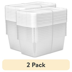 Sterilite 6 Qt Clear Storage Bin, Snap-on White Lid, 20-Pack, Stackable Plastic