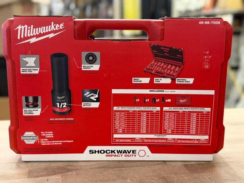 Milwaukee ~ 49-66-7009 ~ 43pc SHOCKWAVE Impact Duty 3/8" SAE/Metric ~ 6 point gallery