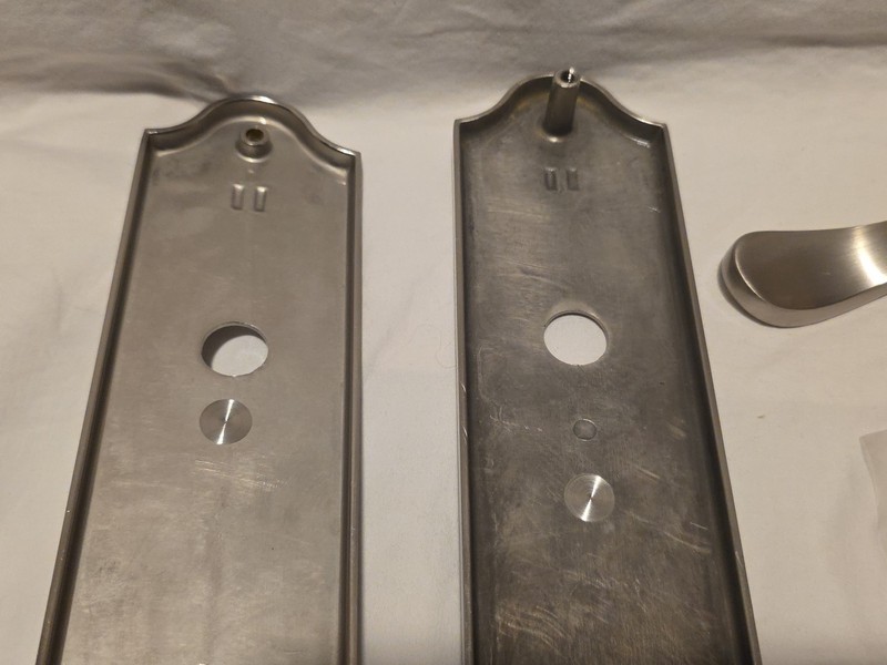 Ashland True Elegance Active Door Handle Set Color Satin Nickel Keyed Lock Set gallery