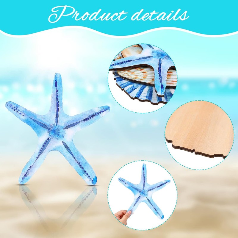 Yookeer 4 Pcs Beach Wall Decor Seashell Starfish Large, As Pictures Shown gallery