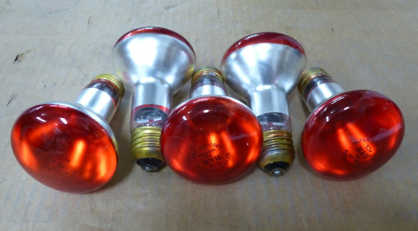 5 Pack 53 Watt R20 Red Decorative Party Reflector Light Bulbs 12,000 Hr Dimmable gallery