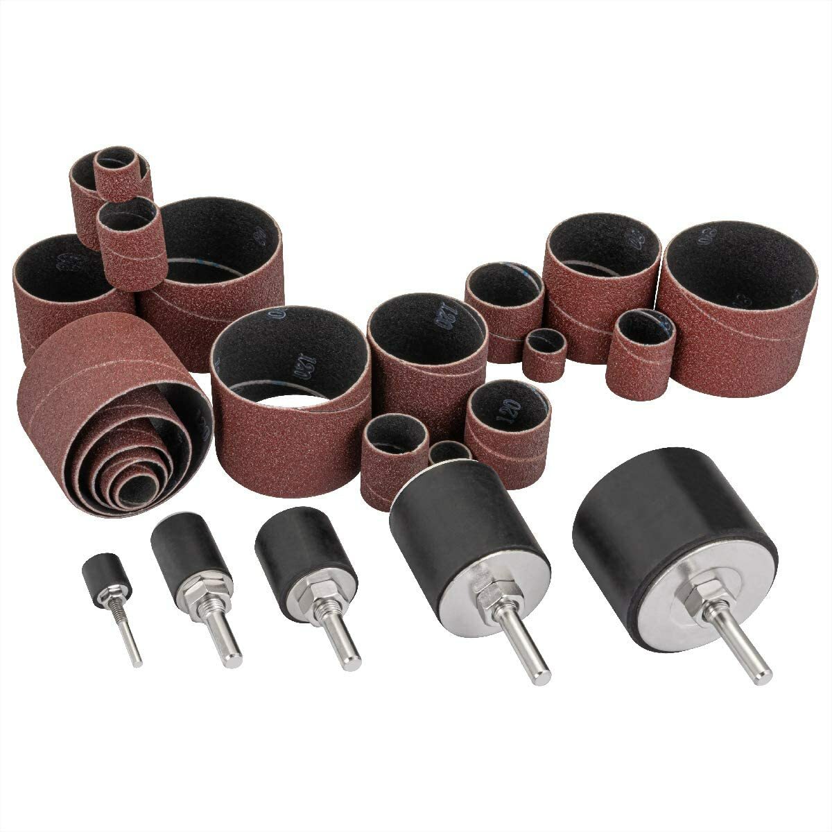 25PC 1/2" - 2" Spindle Sanding Drum Kit Sleeves Set for Drill Press Sander Paper gallery