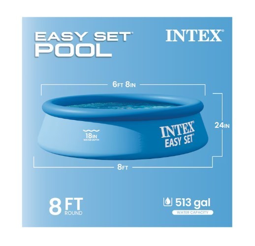 Intex 28106EH 8 X 2 Foot Easy Set Inflatable Circular Vinyl Swimming Pool Blue gallery