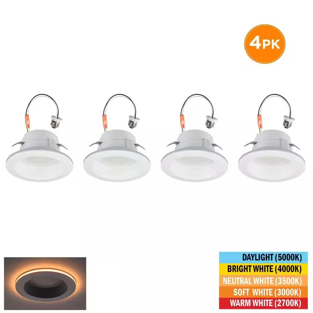 4 In. Adjustable CCT Retrofit Integrated LED Recessed Downlight Trim with Night gallery
