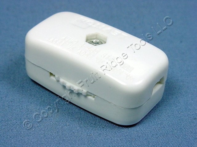 10 Miniature Leviton White Feed-Through Lamp Cord Switches 3A/6A 125V 423-3KW gallery
