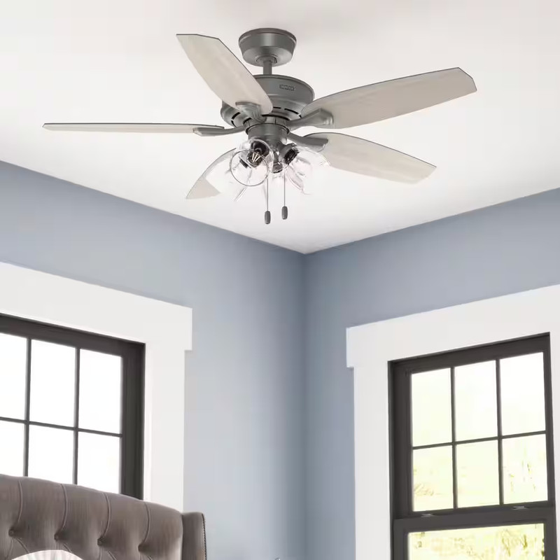 Channing 52 In. Express Indoor Matte Silver Ceiling Fan with Light Kit Included gallery