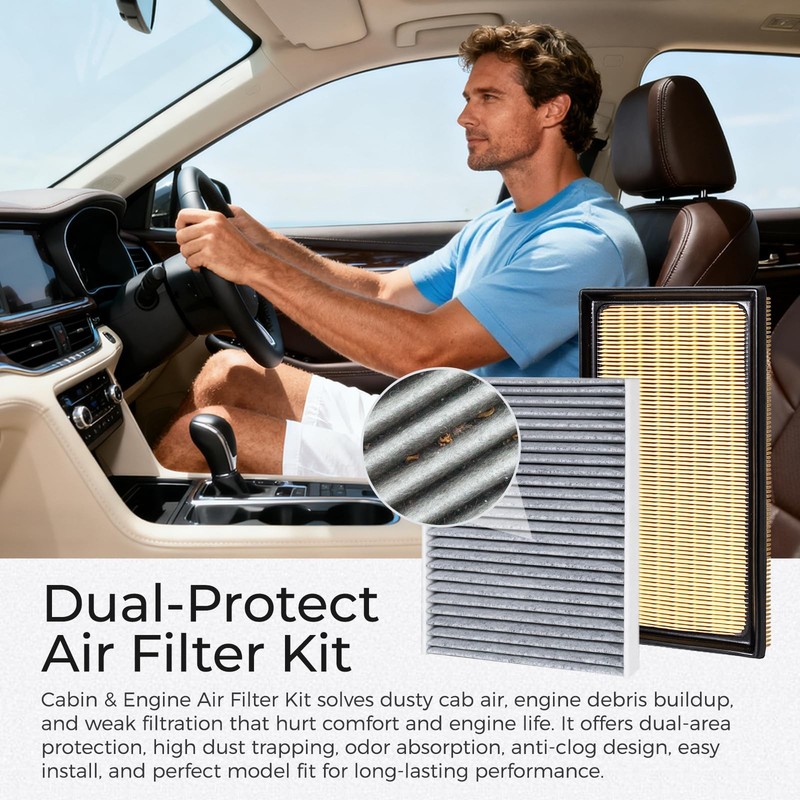 Cabin & Engine Air Filter Kit Compatible with Toyota 2018-2025 Camry, Corolla, gallery